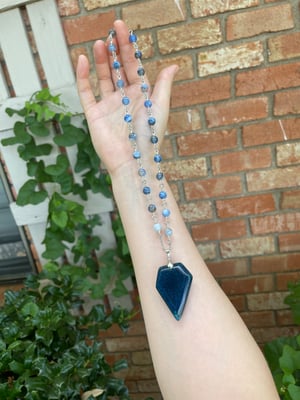 Blue Opal Beaded Necklace w/ Dragon’s Vein 
