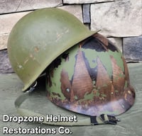 Image 15 of Vietnam M-1 Helmet & 1965 Liner Mitchell Camo Cover. The Fink in Nam & PEACE. Winston Cigarettes.