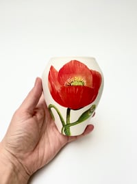 Image 1 of Single red poppy 2 vase, 13 cm tall