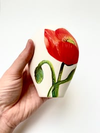 Image 3 of Single red poppy 2 vase, 13 cm tall