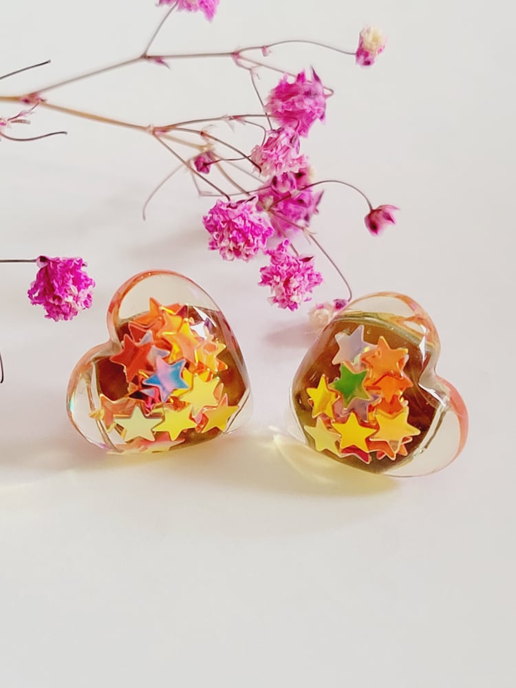 Image of "Birthday Star" Heart Earrings 