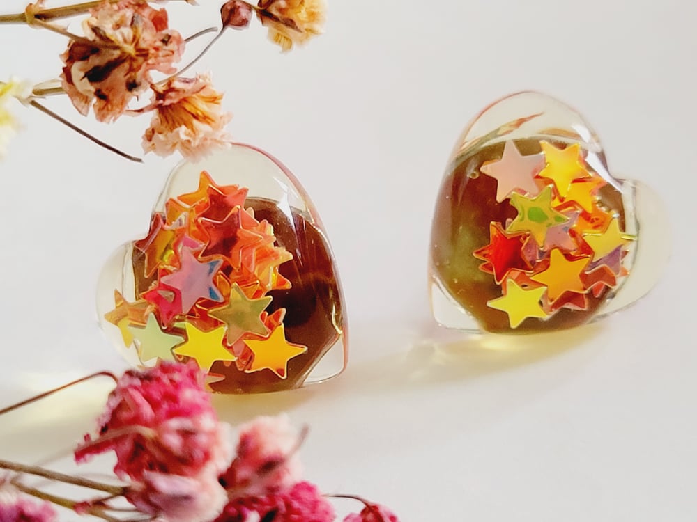 Image of "Birthday Star" Heart Earrings