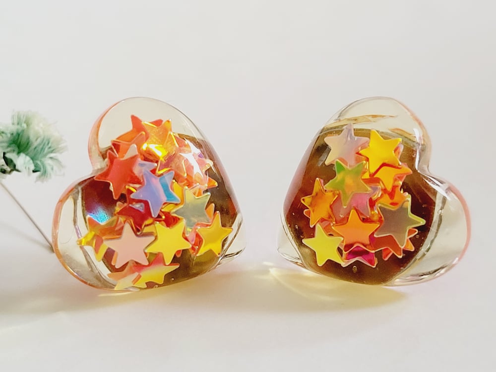 Image of "Birthday Star" Heart Earrings