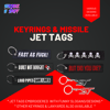 Keyrings + Missile Pull Jet Tags