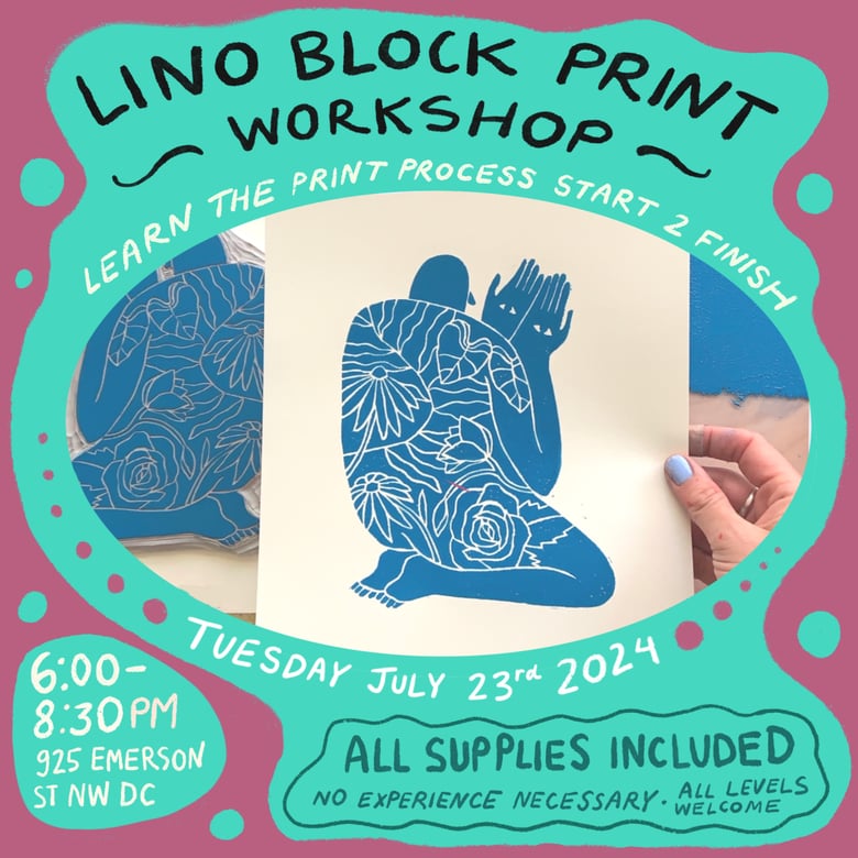 Image of Lino Block Print Workshop  - Tuesday July 23rd 2024