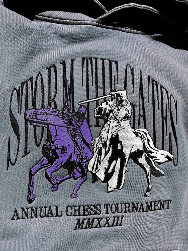 Image of **PRE-ORDER** CHESS TOURNAMENT HOODED SWEATSHIRT - IRON GRAY