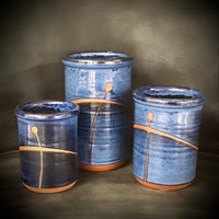 Image 4 of Handmade Stoneware Midnight Blue Gourmet Spoon Jar Set