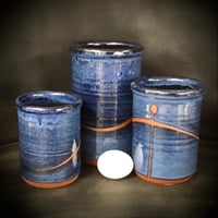 Image 1 of Handmade Stoneware Midnight Blue Gourmet Spoon Jar Set