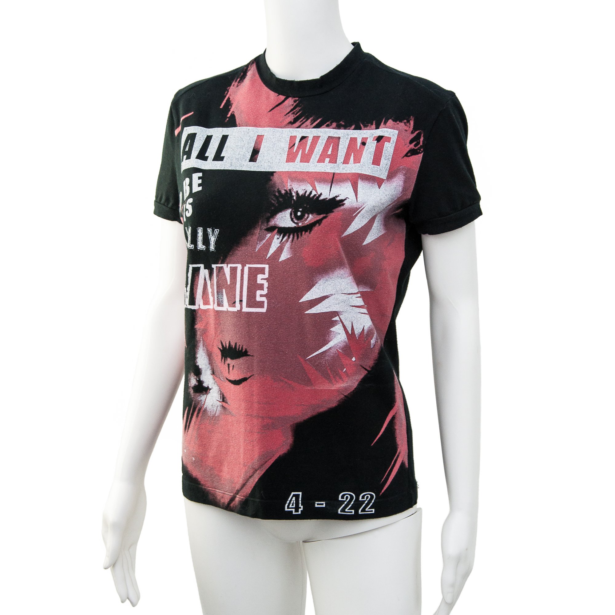 Image of Versace 2004 Donatella 'Normally Insane' Black T shirt