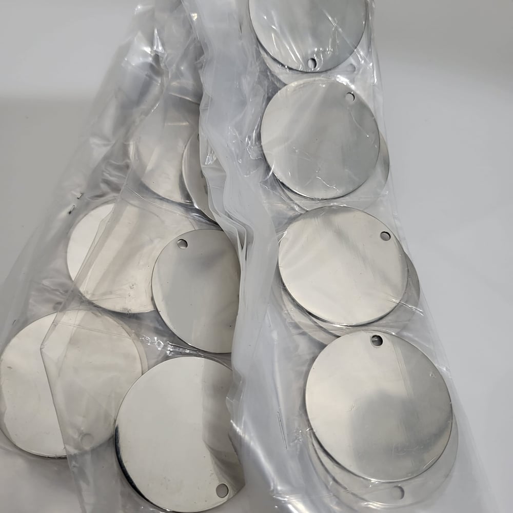 Image of Part Identification Round Stainless Steel Asset Tags for Labeling 50 pieces
