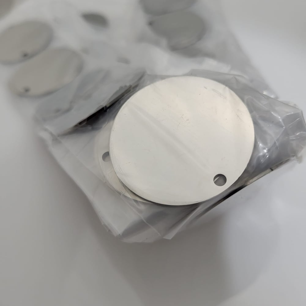 Image of Part Identification Round Stainless Steel Asset Tags for Labeling 50 pieces