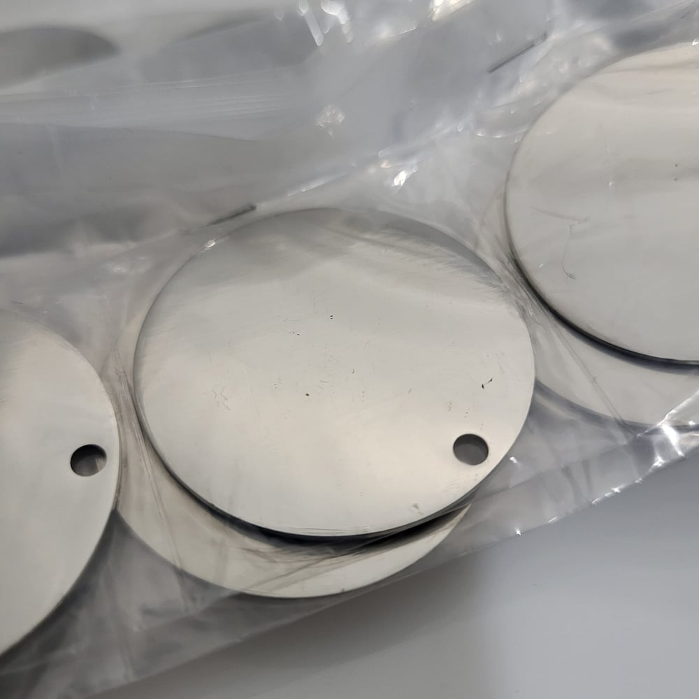 Image of Part Identification Round Stainless Steel Asset Tags for Labeling 50 pieces