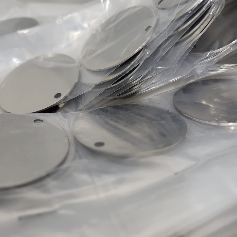Image of Part Identification Round Stainless Steel Asset Tags for Labeling 50 pieces