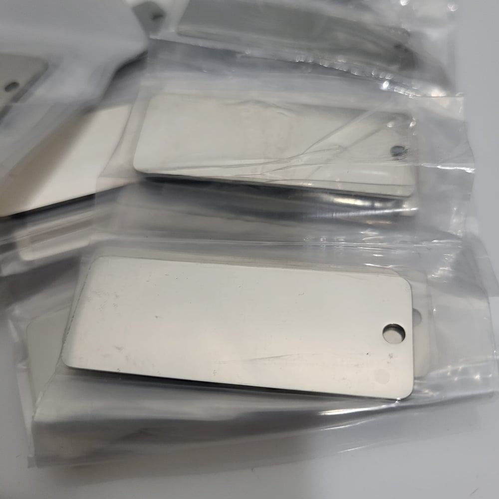 Image of Laser Engravable Industrial Part Identification Rectangular Stainless Steel Asset Tags. (600 Pack)