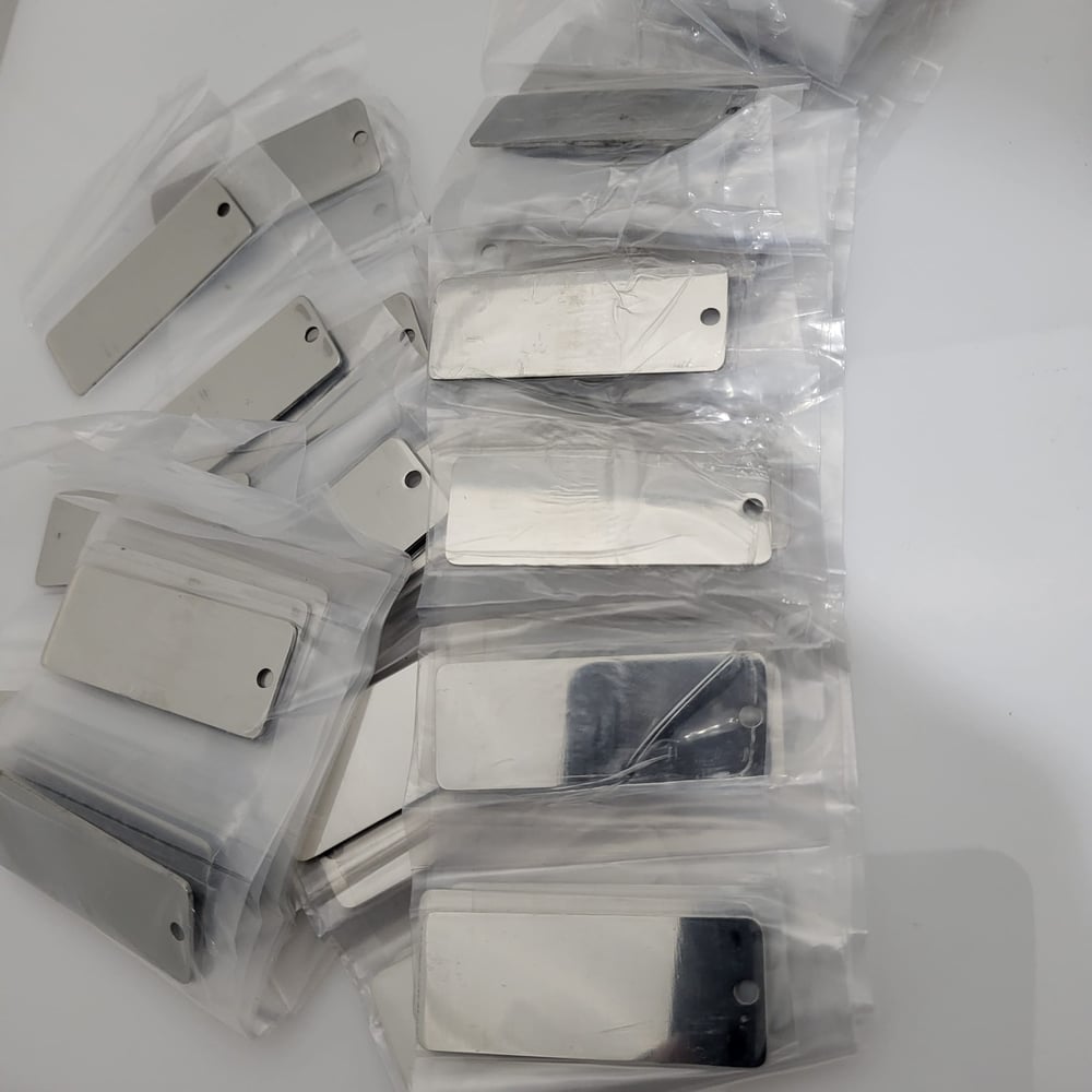 Image of Laser Engravable Industrial Part Identification Rectangular Stainless Steel Asset Tags. (600 Pack)