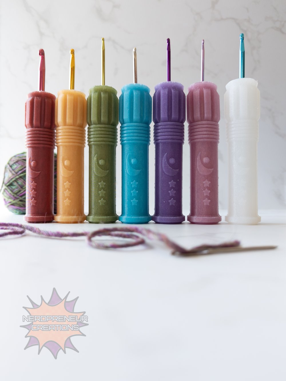 Image of Squishy Grip Choose Your Own Adventure Moon Saber Interchangeable Silicone Crochet Hook Grip