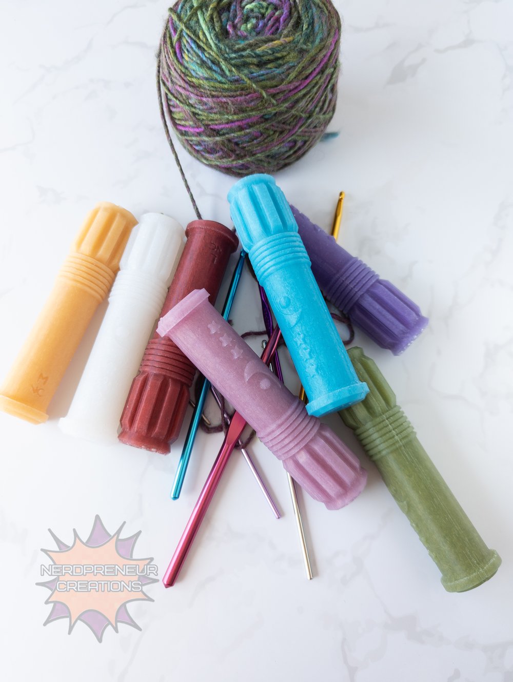 Image of Squishy Grip Choose Your Own Adventure Moon Saber Interchangeable Silicone Crochet Hook Grip