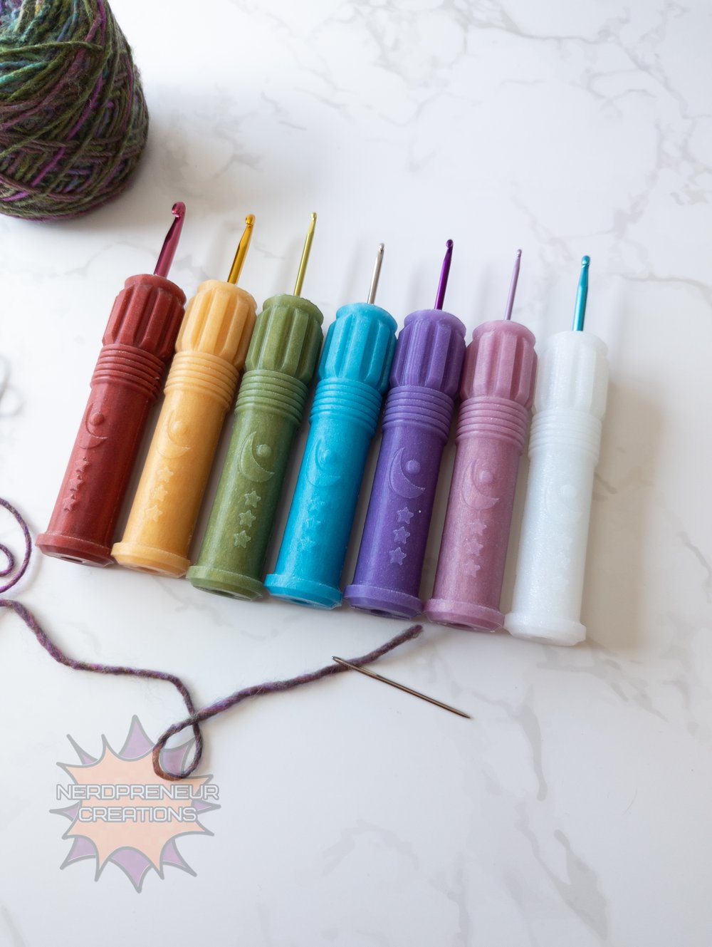 Image of Squishy Grip Choose Your Own Adventure Moon Saber Interchangeable Silicone Crochet Hook Grip