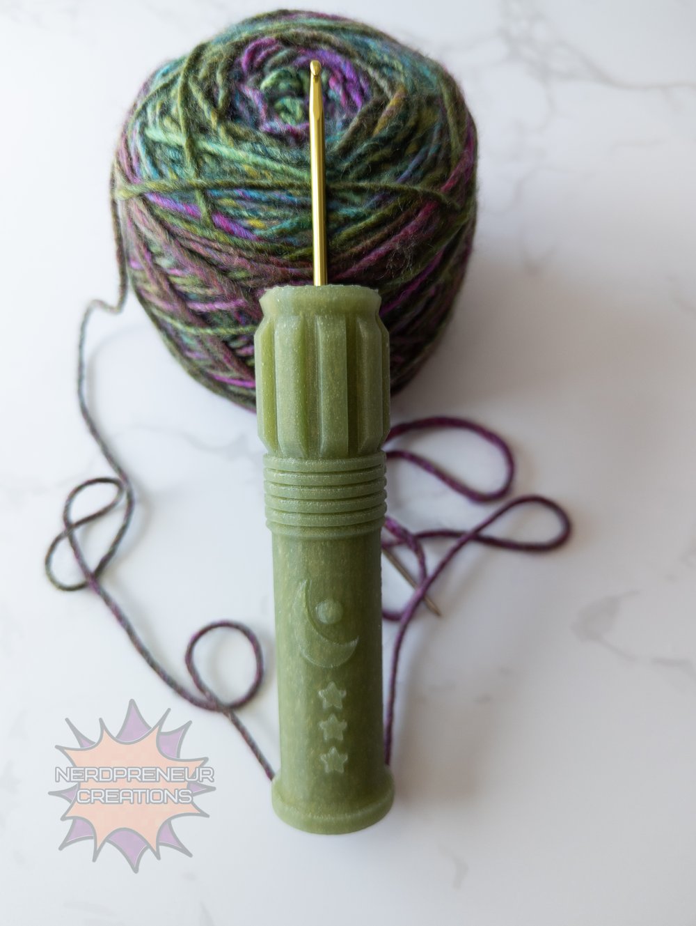 Image of Squishy Grip Choose Your Own Adventure Moon Saber Interchangeable Silicone Crochet Hook Grip
