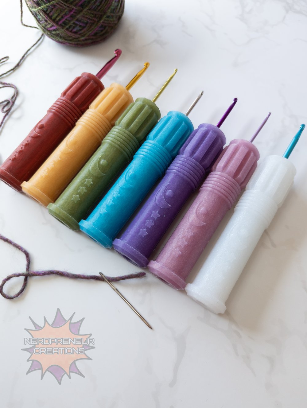 Image of Squishy Grip Choose Your Own Adventure Moon Saber Interchangeable Silicone Crochet Hook Grip
