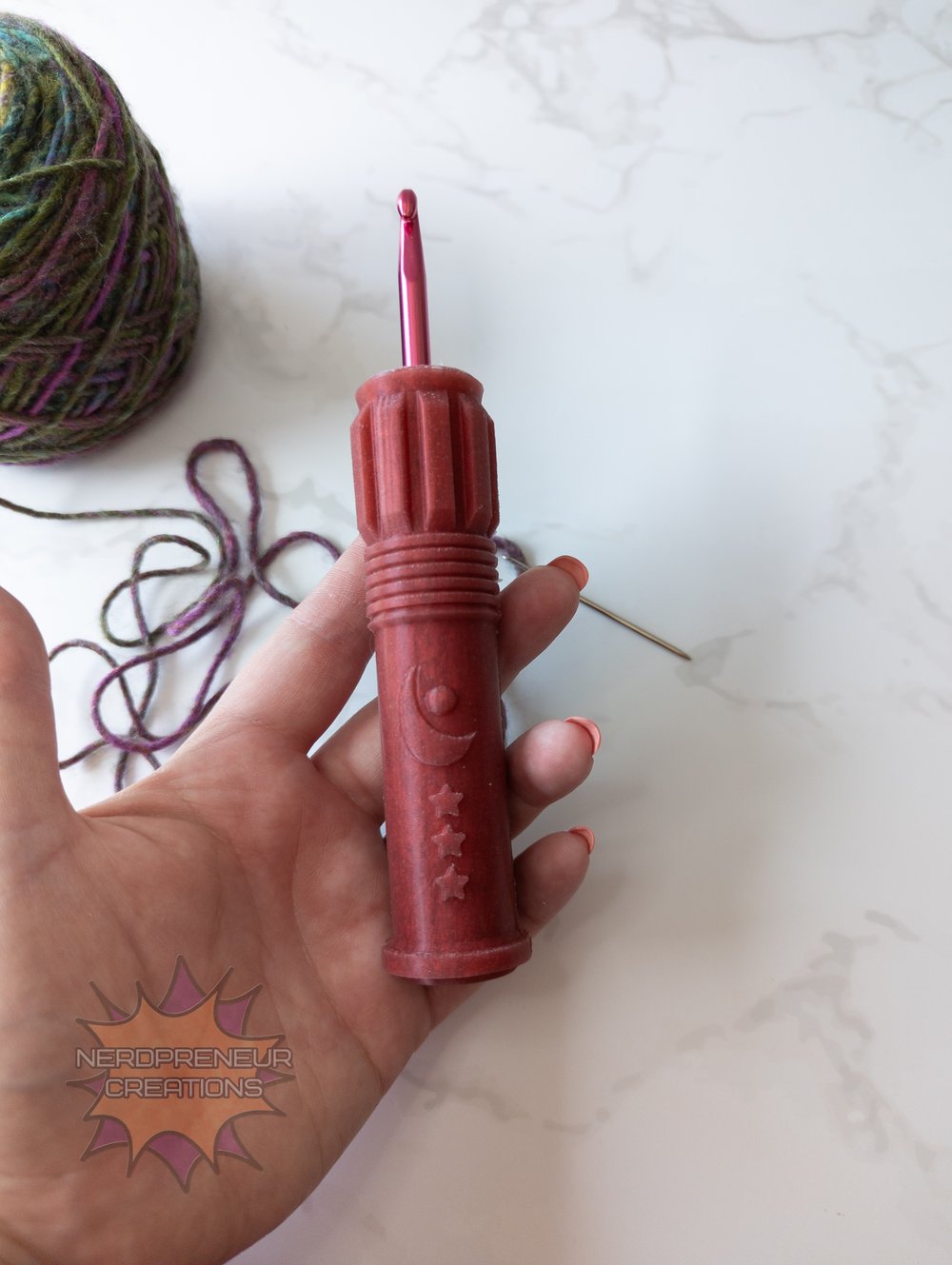 Image of Squishy Grip Choose Your Own Adventure Moon Saber Interchangeable Silicone Crochet Hook Grip