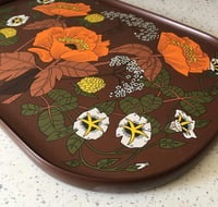 Image 2 of Retro St. Michael Marks & Spencer orange brown floral tray