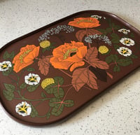 Image 1 of Retro St. Michael Marks & Spencer orange brown floral tray