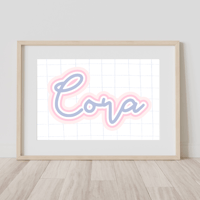 Image 6 of Personalised Triple Outline Name On Grid Background Print 