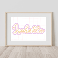 Image 8 of Personalised Triple Outline Name On Grid Background Print 