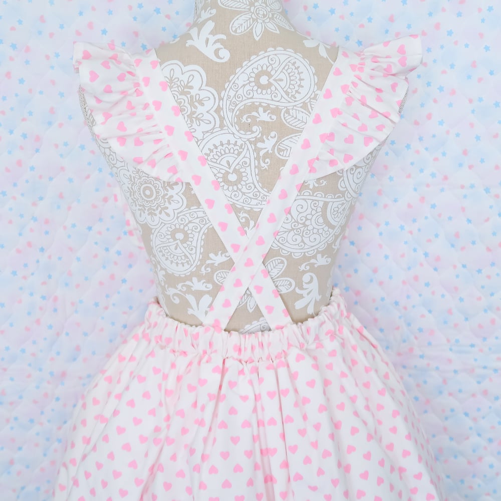 Ruffle Apron Skirt: Pink Heart
