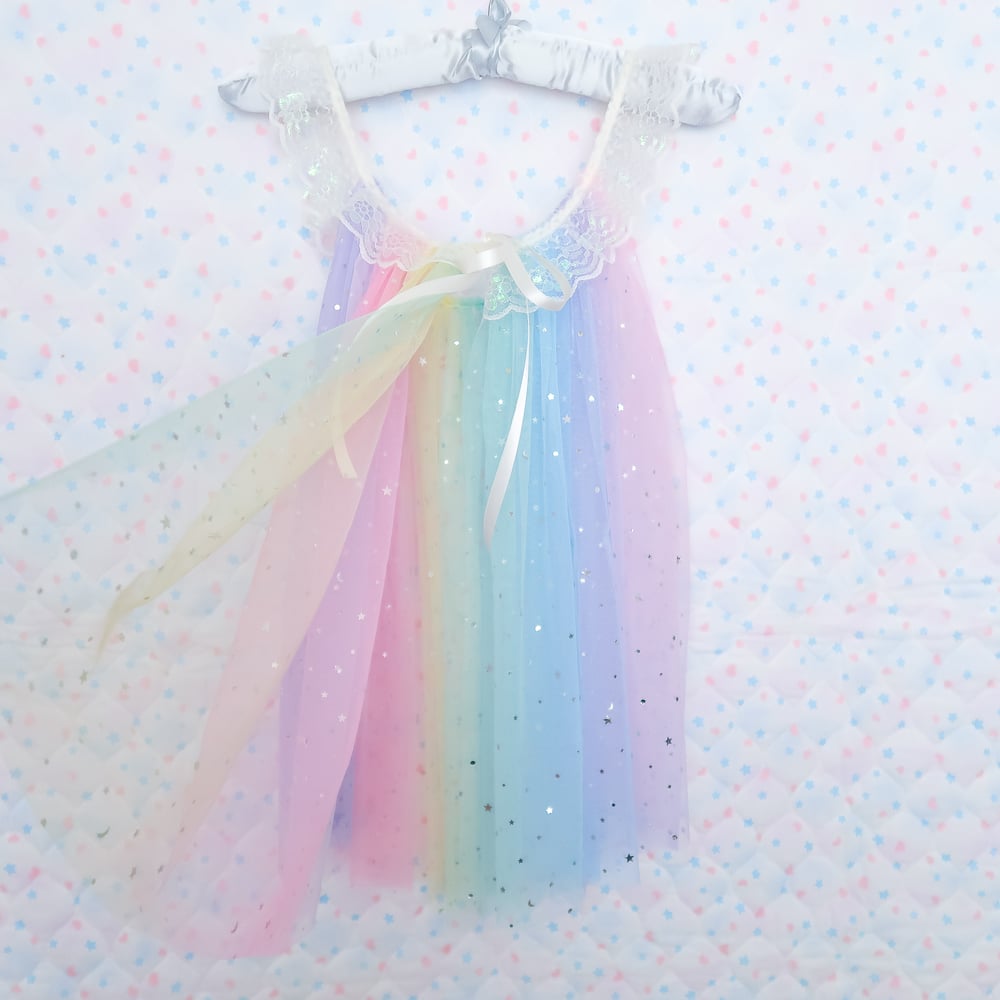 Iridescent Peignoir: Rainbow x Cream