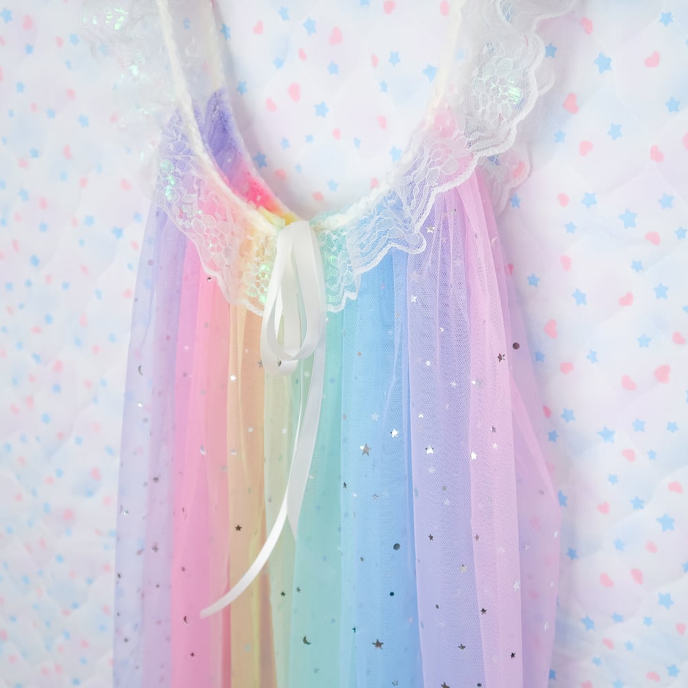 Iridescent Peignoir: Rainbow x Cream