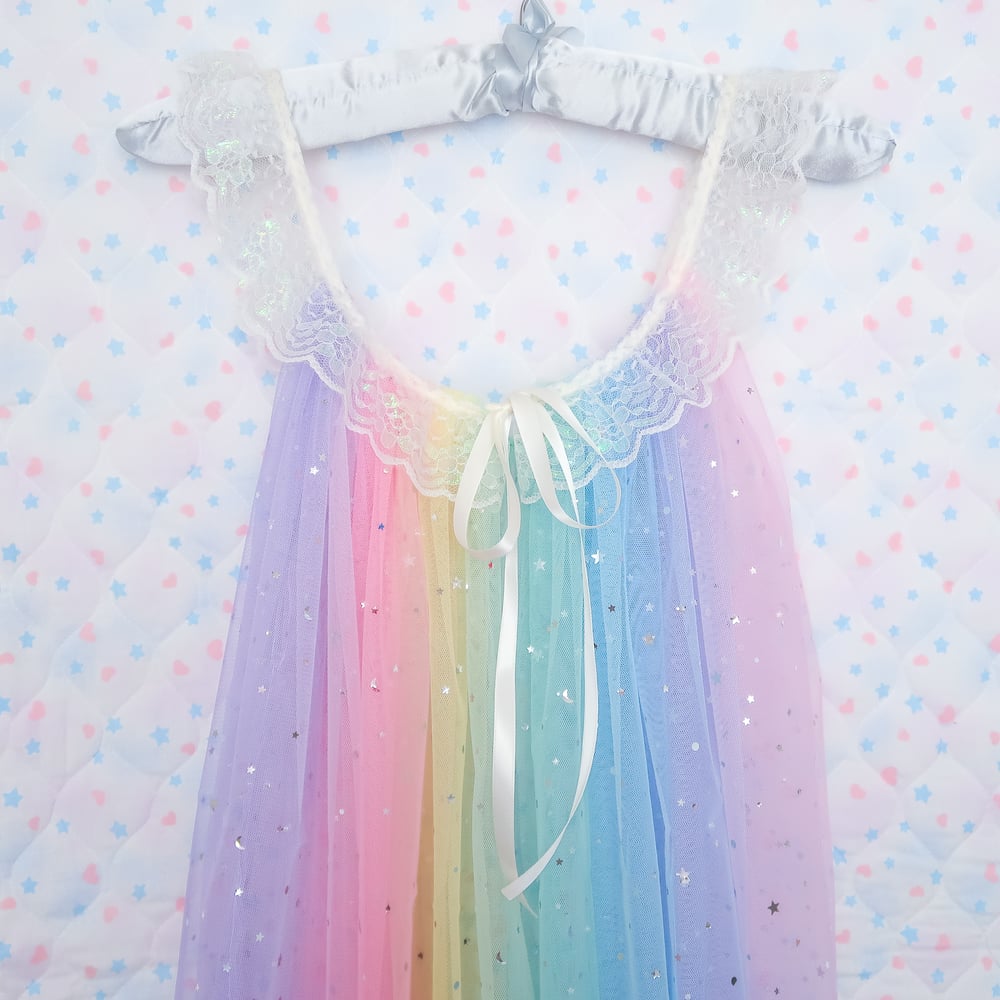 Iridescent Peignoir: Rainbow x Cream