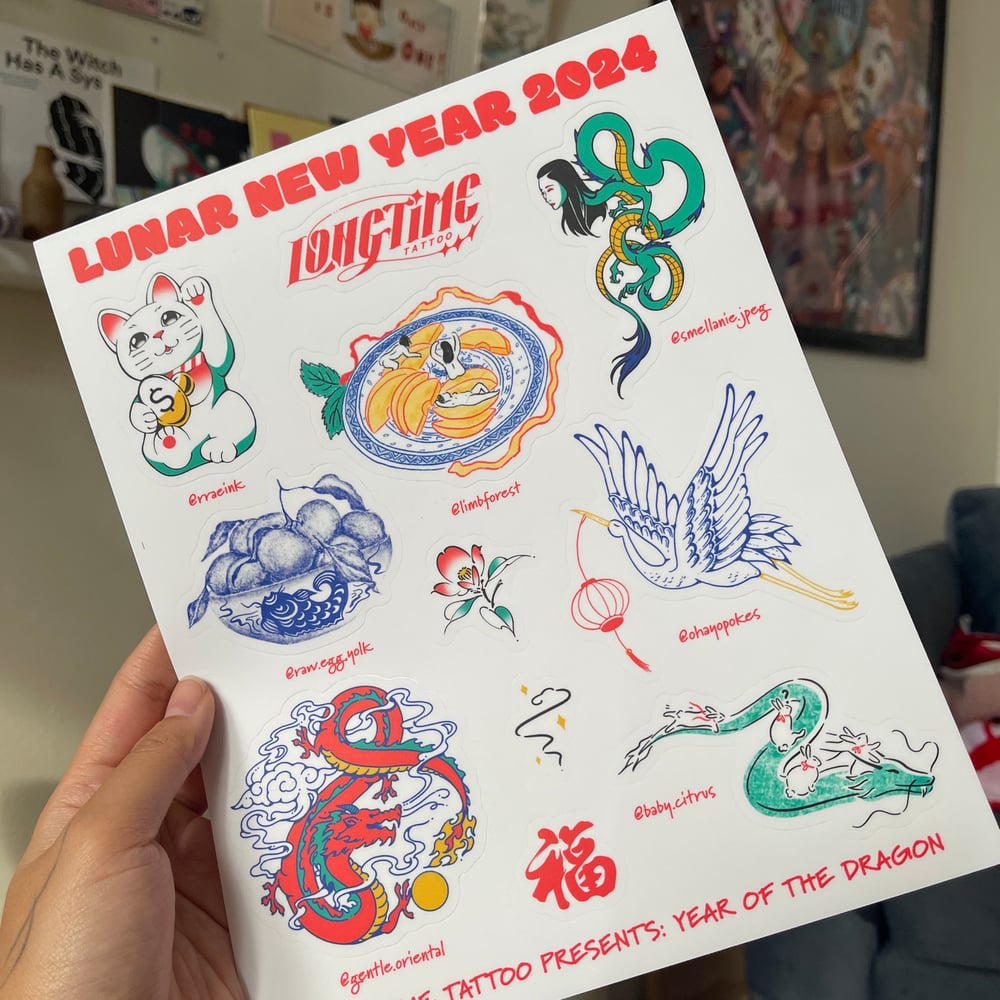 Image of Long Time Tattoo LNY 2024 Sticker Sheet