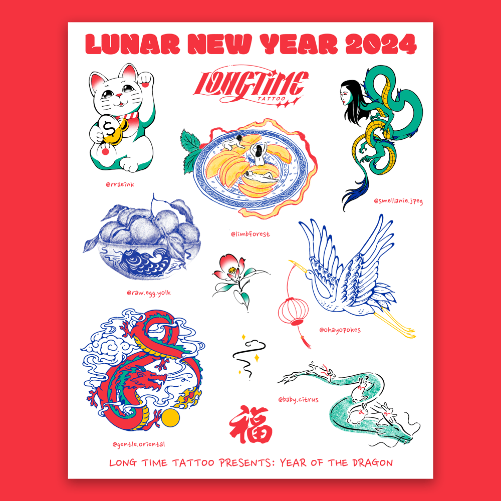 Image of Long Time Tattoo LNY 2024 Sticker Sheet