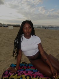 Image 1 of WHITE PINK RHINESTONE BBY TEE