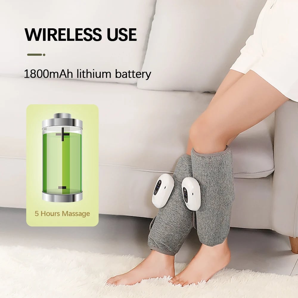 Electric Leg Massager - Wireless Rechargeable Air Compression for Pain Relief