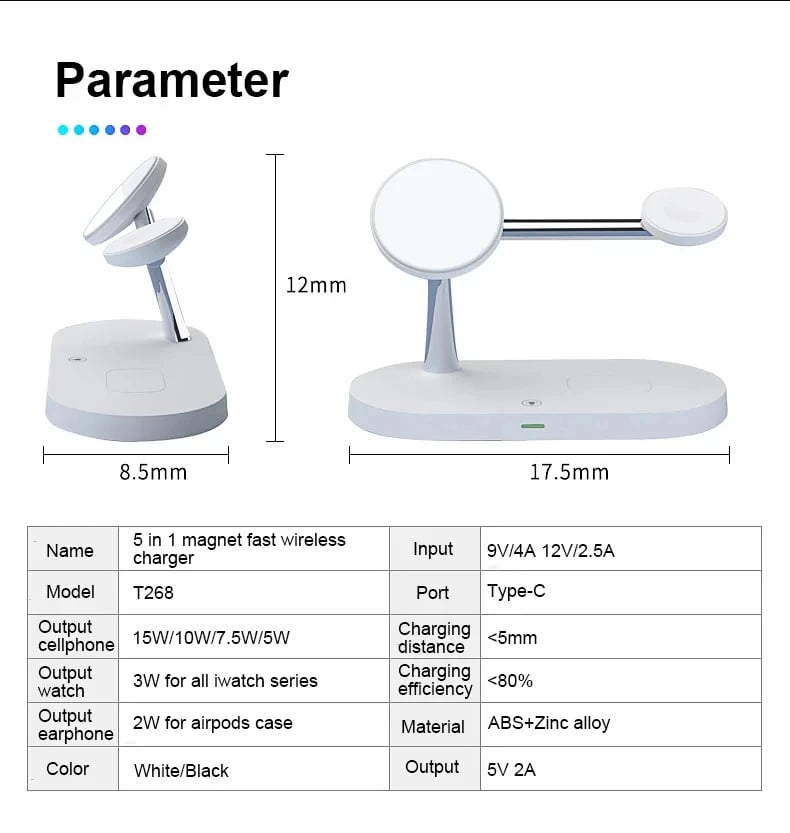 3-in-1 Wireless Charger Stand - Magsafe, Airpods Pro, Apple Watch Fast Charging Station