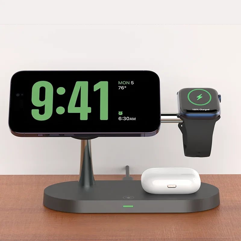 3-in-1 Wireless Charger Stand - Magsafe, Airpods Pro, Apple Watch Fast Charging Station