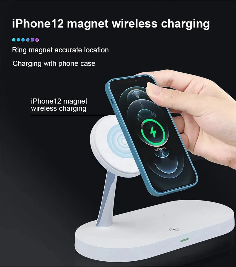 3-in-1 Wireless Charger Stand - Magsafe, Airpods Pro, Apple Watch Fast Charging Station