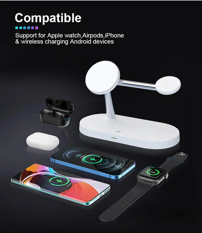 3-in-1 Wireless Charger Stand - Magsafe, Airpods Pro, Apple Watch Fast Charging Station