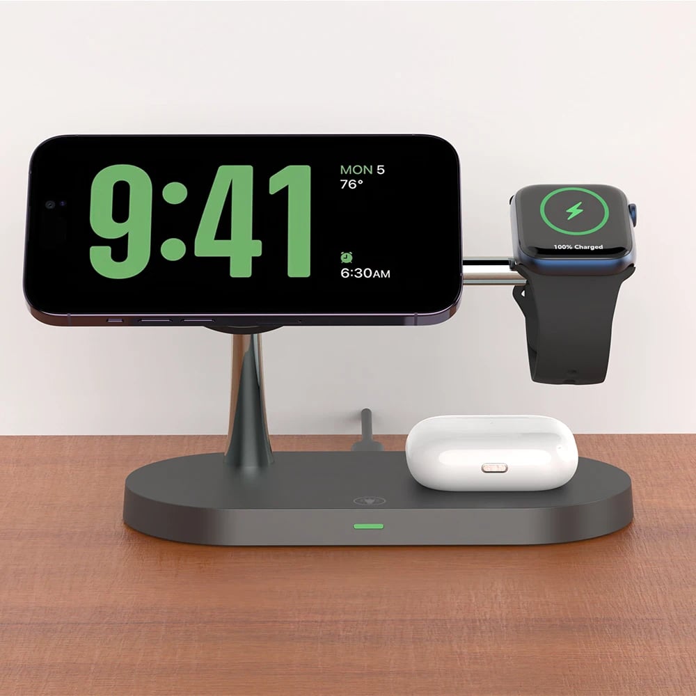 3-in-1 Wireless Charger Stand - Magsafe, Airpods Pro, Apple Watch Fast Charging Station