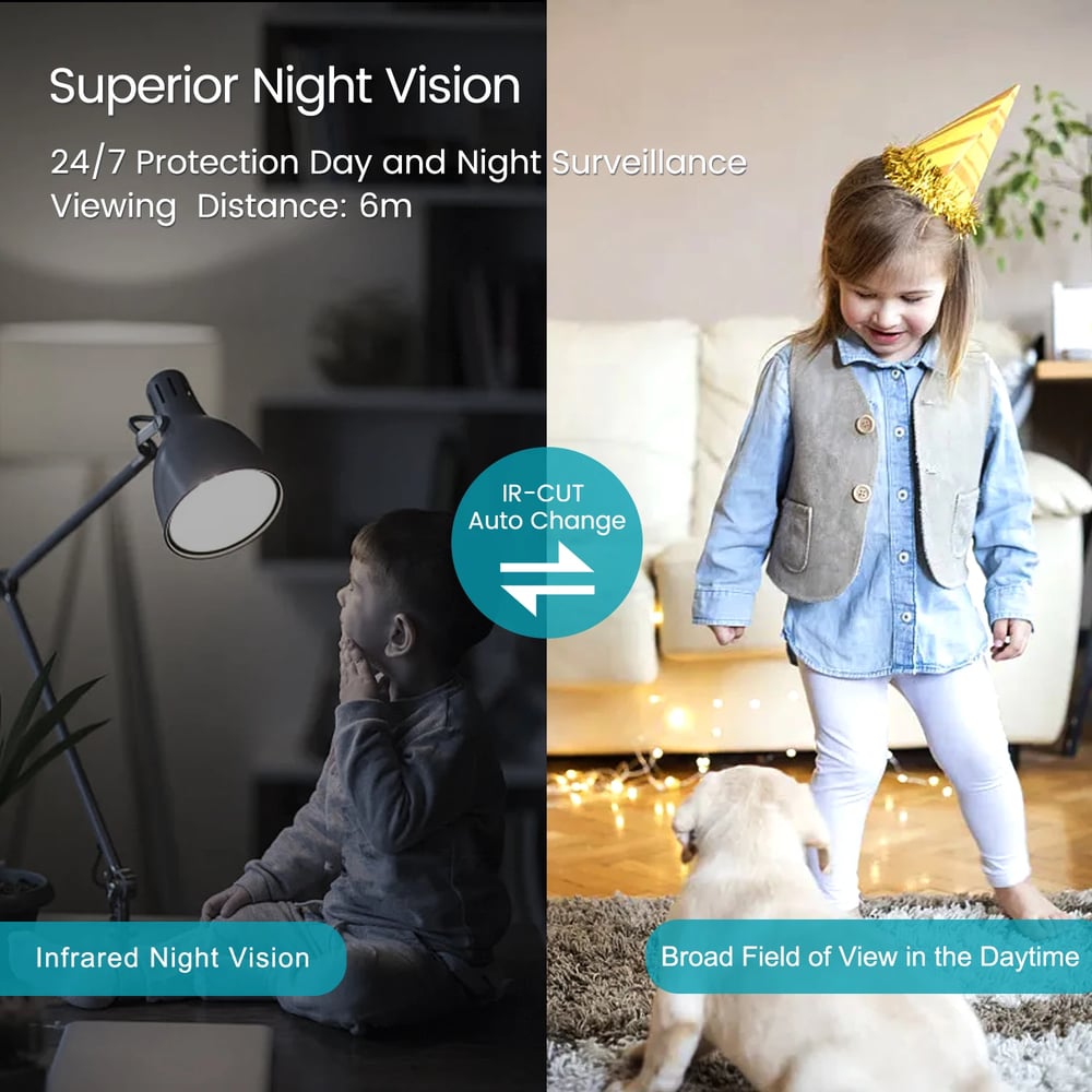 6MP Indoor Security WIFI Camera - IP 2-Way Audio, HD Night Vision, AI Human Detect