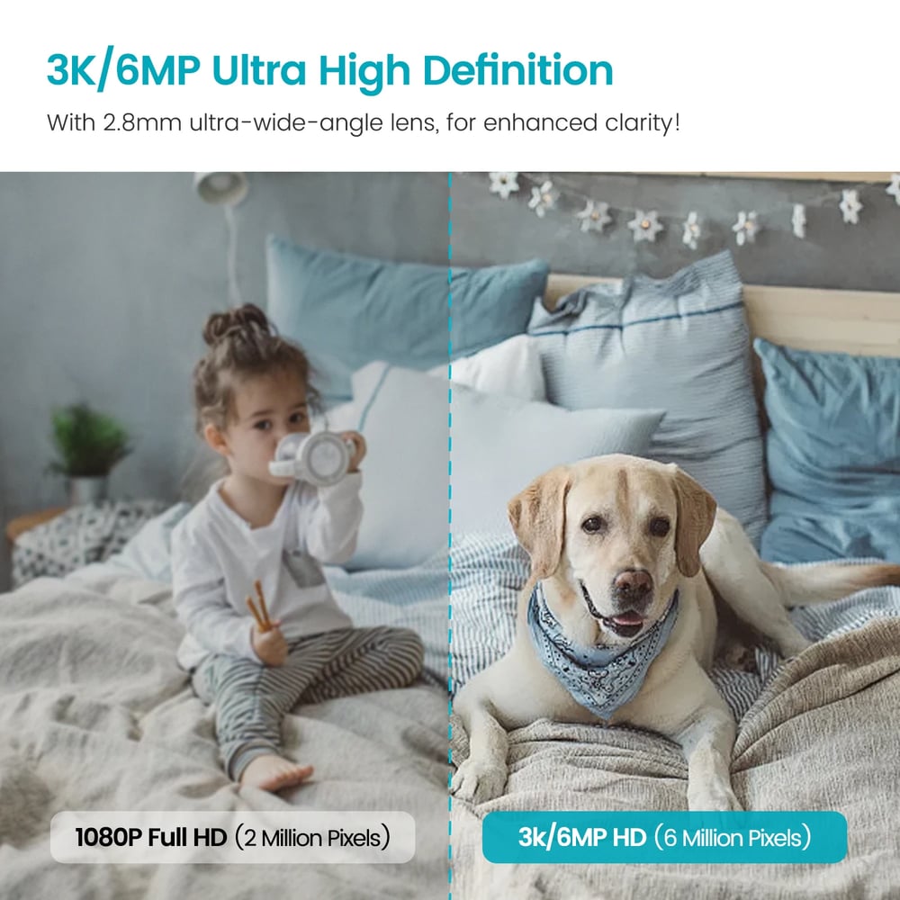 6MP Indoor Security WIFI Camera - IP 2-Way Audio, HD Night Vision, AI Human Detect