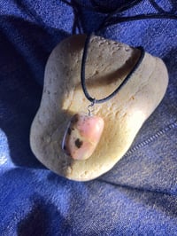 Image 2 of Wrap-around NEW! Pink opal Stone Pendant Necklace Cotton Vegan Cord, Unisex BoHo