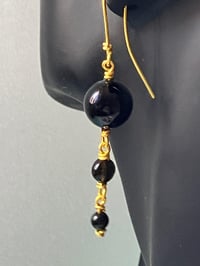 Image 1 of Healing crystal [grounding & protection] black obsidian dangling fashion earrings