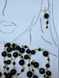 Image 2 of Healing crystal [grounding & protection] black obsidian dangling fashion earrings