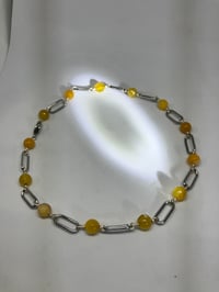 Image 4 of Stainess & Stones Harmony|  agate paper clip choker necklace convertible to double stranded bracelet