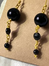 Image 4 of Healing crystal [grounding & protection] black obsidian dangling fashion earrings