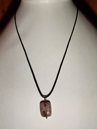 Image 4 of Wrap-around NEW! Pink opal Stone Pendant Necklace Cotton Vegan Cord, Unisex BoHo